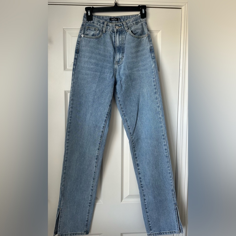 Boohoo Split Hem Wide Leg Jeans